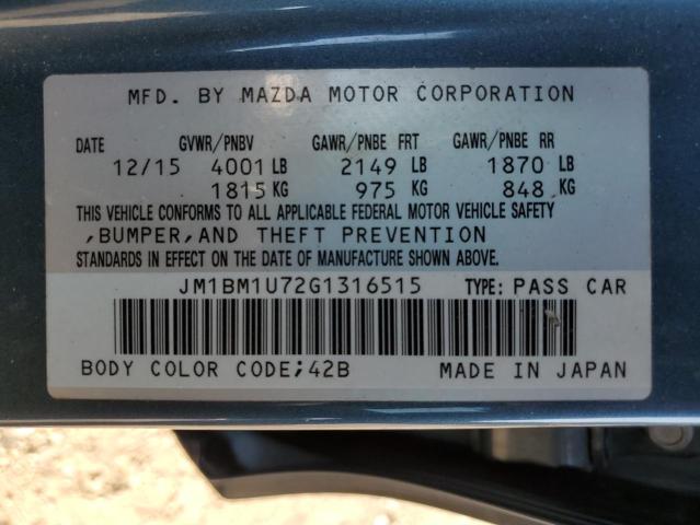 JM1BM1U72G1316515 - 2016 MAZDA 3 SPORT ლურჯი ფოტო 12
