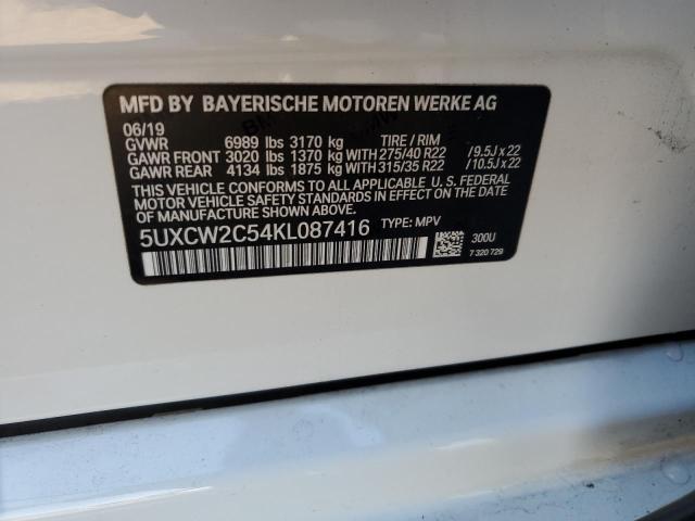 5UXCW2C54KL087416 - 2019 BMW X7 XDRIVE40I WHITE photo 14