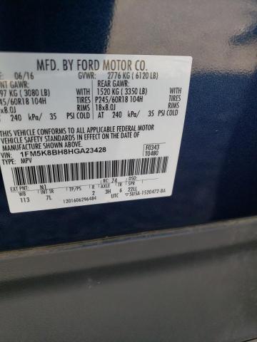1FM5K8BH8HGA23428 - 2017 FORD EXPLORER BLUE photo 14