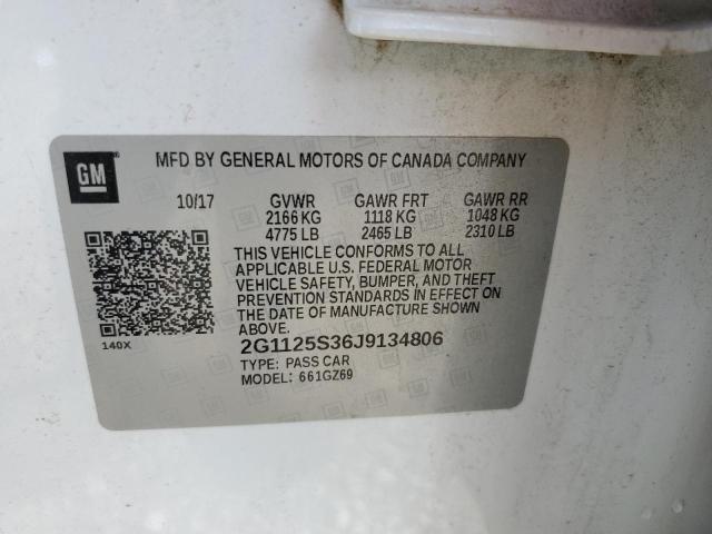 2G1125S36J9134806 - 2018 CHEVROLET IMPALA PREMIER WHITE photo 12