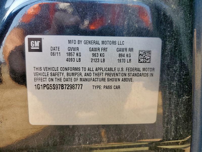 1G1PG5S97B7298777 - 2011 CHEVROLET CRUZE LT BLACK photo 12