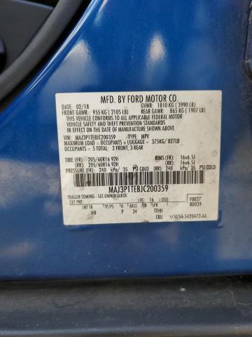 MAJ3P1TE8JC200359 - 2018 FORD ECOSPORT SE Niebieski zdjęcie 13