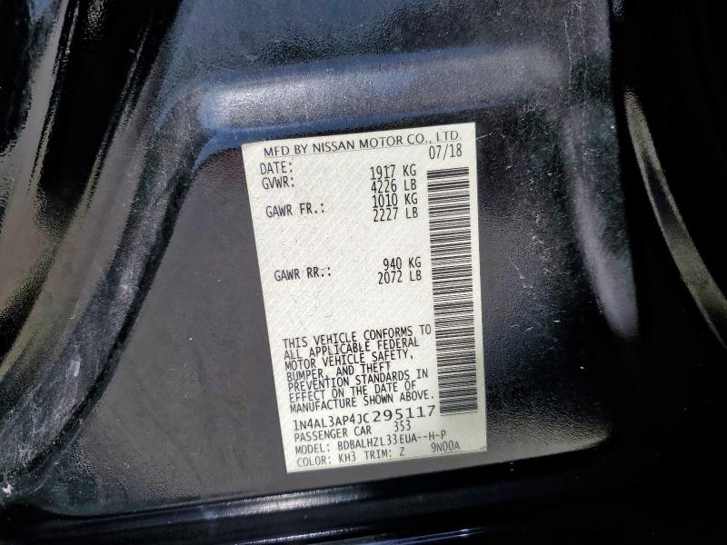 1N4AL3AP4JC295117 - 2018 NISSAN ALTIMA 2.5 BLACK photo 12