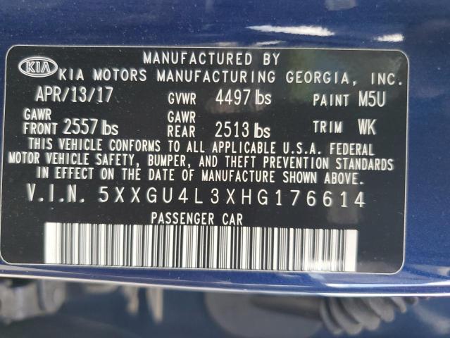 5XXGU4L3XHG176614 - 2017 KIA OPTIMA EX BLUE photo 13