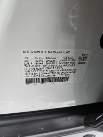 5J8YD4H58LL047439 - 2020 ACURA MDX TECHNOLOGY Սպիտակ լուսանկար 12