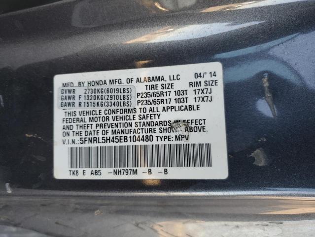 5FNRL5H45EB104480 - 2014 HONDA ODYSSEY EX GRAY photo 14