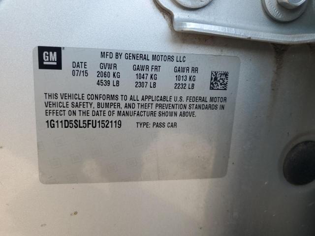 1G11D5SL5FU152119 - 2015 CHEVROLET MALIBU 2LT 银色 照片 12