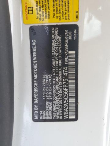 WBA3V5C56FP751474 - 2015 BMW 428 I WHITE photo 12