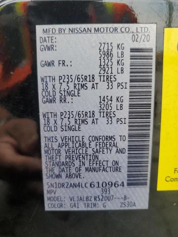 5N1DR2AN4LC610964 - 2020 NISSAN PATHFINDER S Սև լուսանկար 14