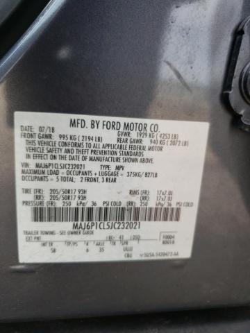 MAJ6P1CL5JC232021 - 2018 FORD ECOSPORT SES Сірий фото 12