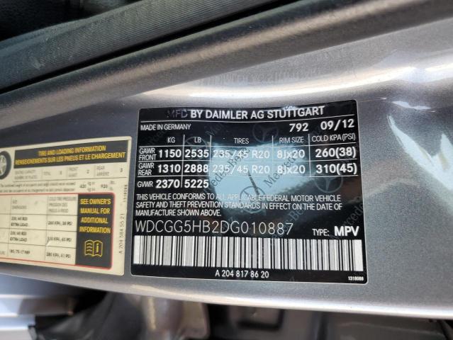 WDCGG5HB2DG010887 - 2013 MERCEDES-BENZ GLK 350 银色 照片 12