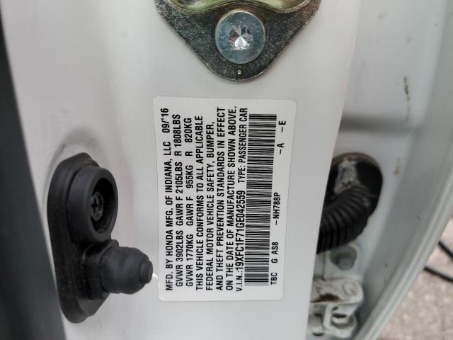 19XFC1F71GE042559 - 2016 HONDA CIVIC EXL თეთრი ფოტო 12