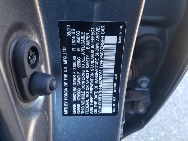 SHHFK7H44MU203063 - 2021 HONDA CIVIC SPORT 灰色 照片 12