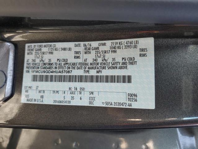 1FMCU9GD4HUA57087 - 2017 FORD ESCAPE SE 灰色 照片 13