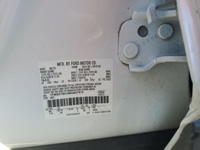1FMSK7BH3MGB57870 - 2021 FORD EXPLORER WHITE photo 13