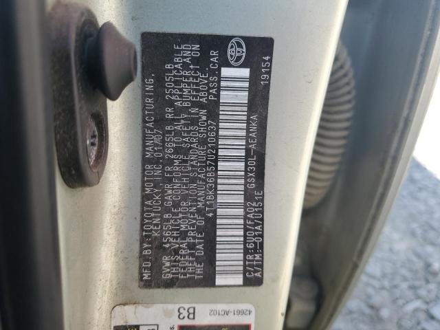 4T1BK36B57U210637 - 2007 TOYOTA AVALON XL GREEN photo 12