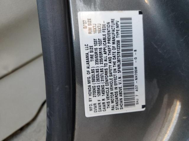 5FNRL38757B122558 - 2007 HONDA ODYSSEY EXL GRAY photo 13