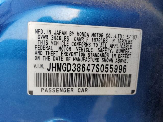 JHMGD38647S055996 - 2007 HONDA FIT S 蓝色 照片 13