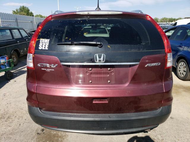 5J6RM4H78CL077054 - 2012 HONDA CR-V EXL MAROON photo 6