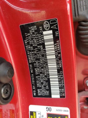 2T1BURHE2JC022073 - 2018 TOYOTA COROLLA L RED photo 13