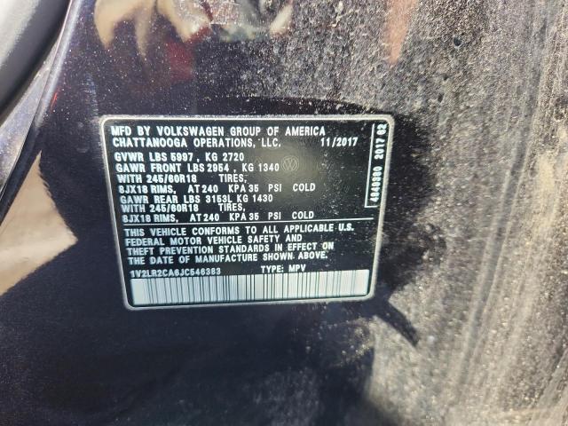 1V2LR2CA6JC546383 - 2018 VOLKSWAGEN ATLAS SE Սև լուսանկար 14