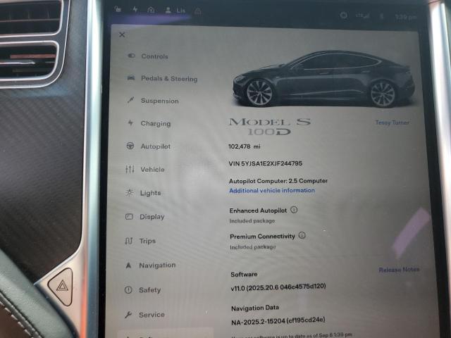 5YJSA1E2XJF244795 - 2018 TESLA MODEL S 石墨色 照片 9