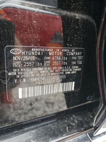 KMHE54L22GA030855 - 2016 HYUNDAI SONATA PLUG-IN HYBRID BLACK photo 12