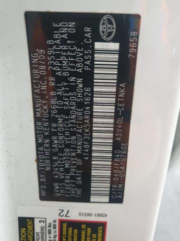 4T4BF3EK5AR041626 - 2010 TOYOTA CAMRY BASE WHITE photo 12