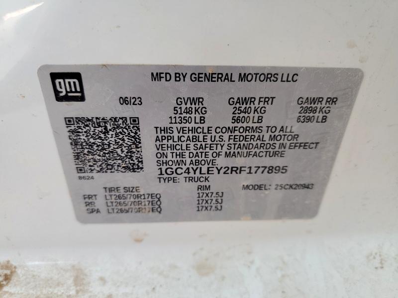 1GC4YLEY2RF177895 - 2024 CHEVROLET SILVERADO K2500 HEAVY DUTY WHITE photo 12