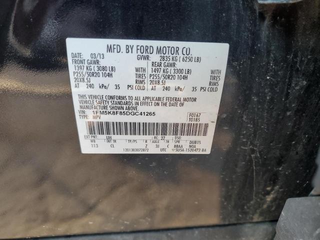 1FM5K8F85DGC41265 - 2013 FORD EXPLORER LIMITED BLACK photo 13