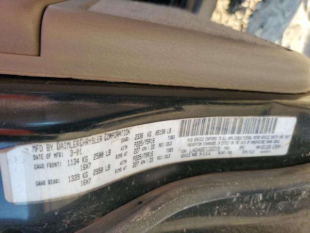 1J4GX48S71C662191 - 2001 JEEP GRAND CHER LAREDO BLACK photo 13