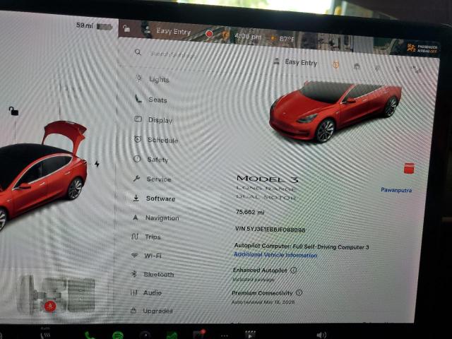 5YJ3E1EB6JF088098 - 2018 TESLA MODEL 3 Rojo foto 9