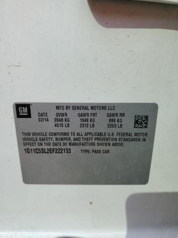 1G11C5SL2EF222133 - 2014 CHEVROLET MALIBU 1LT WHITE photo 12