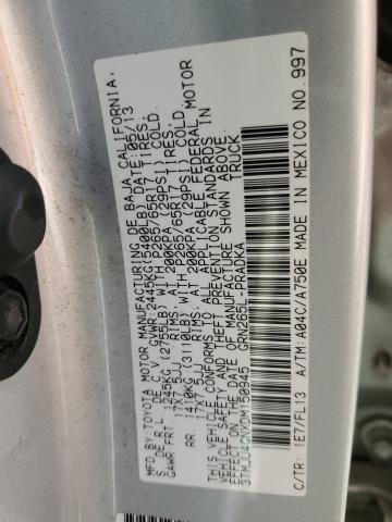 3TMJU4GNXDM150945 - 2013 TOYOTA TACOMA DOUBLE CAB PRERUNNER SILVER photo 13