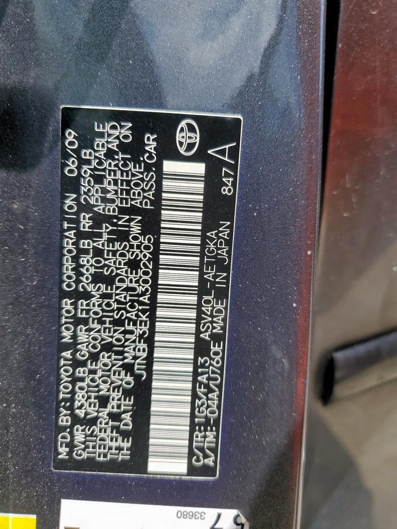 JTNBF3EK1A3002905 - 2010 TOYOTA CAMRY BASE Gris photo 12