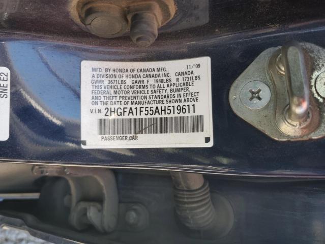 2HGFA1F55AH519611 - 2010 HONDA CIVIC LX BLUE photo 13