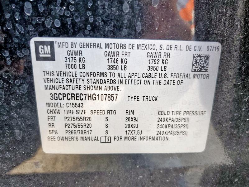 3GCPCREC7HG107857 - 2017 CHEVROLET SILVERADO C1500 LT Қара фото 12