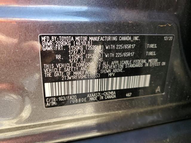 2T3W1RFV6MC110553 - 2021 TOYOTA RAV4 XLE GRAY photo 14