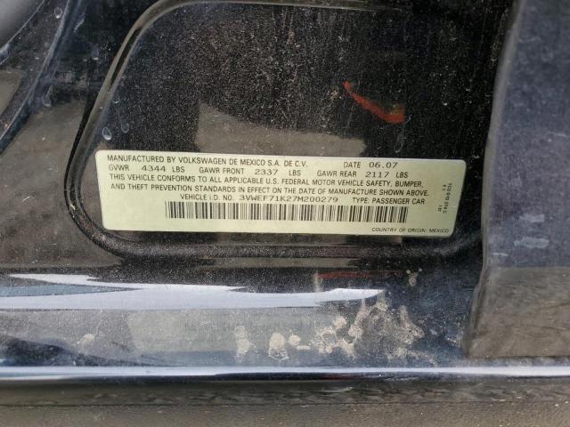 3VWEF71K27M200279 - 2007 VOLKSWAGEN JETTA WOLFSBURG 黑色 照片 12