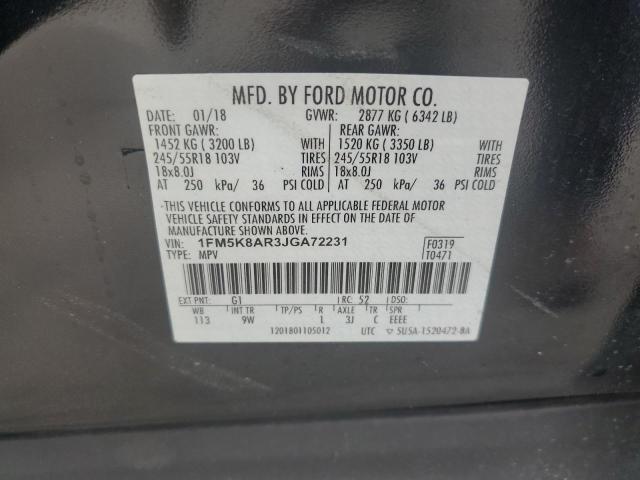 1FM5K8AR3JGA72231 - 2018 FORD EXPLORER POLICE INTERCEPTOR BLACK photo 13