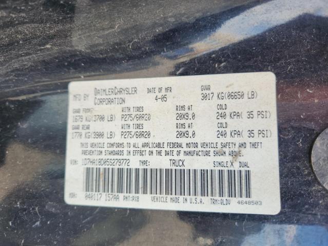 1D7HA18D05S279772 - 2005 DODGE RAM 1500 ST BLACK photo 12