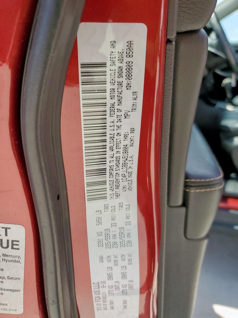 1C4PJLDB8HW518004 - 2017 JEEP CHEROKEE LIMITED RED photo 13