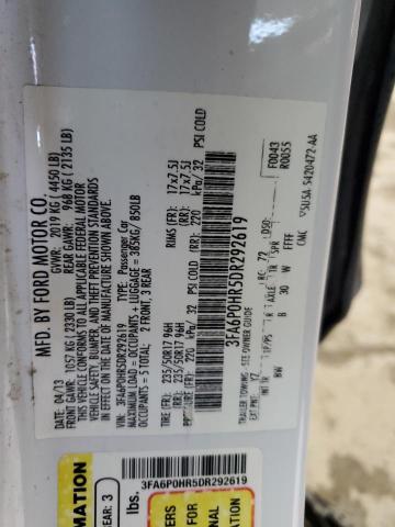 3FA6P0HR5DR292619 - 2013 FORD FUSION SE WHITE photo 12