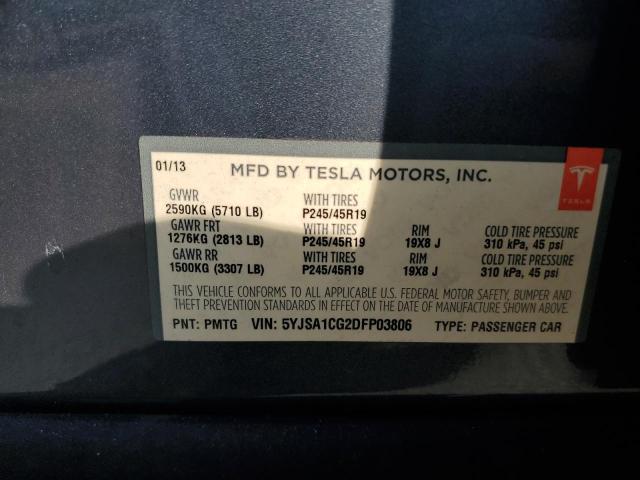 5YJSA1CG2DFP03806 - 2013 TESLA MODEL S Boz foto 12