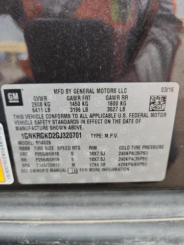 1GNKRGKD2GJ320701 - 2016 CHEVROLET TRAVERSE LT 灰色 照片 13