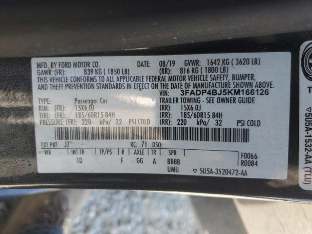 3FADP4BJ5KM166126 - 2019 FORD FIESTA SE 灰色 照片 12