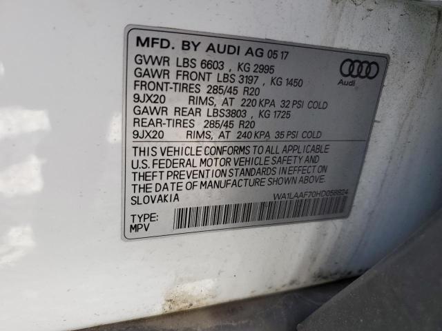 WA1LAAF70HD058824 - 2017 AUDI Q7 PREMIUM PLUS أبيض صورة 13