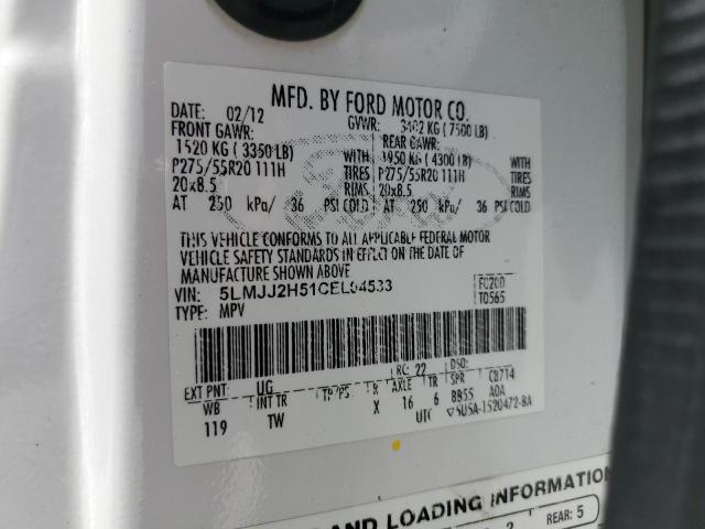 5LMJJ2H51CEL04533 - 2012 LINCOLN NAVIGATOR თეთრი ფოტო 14