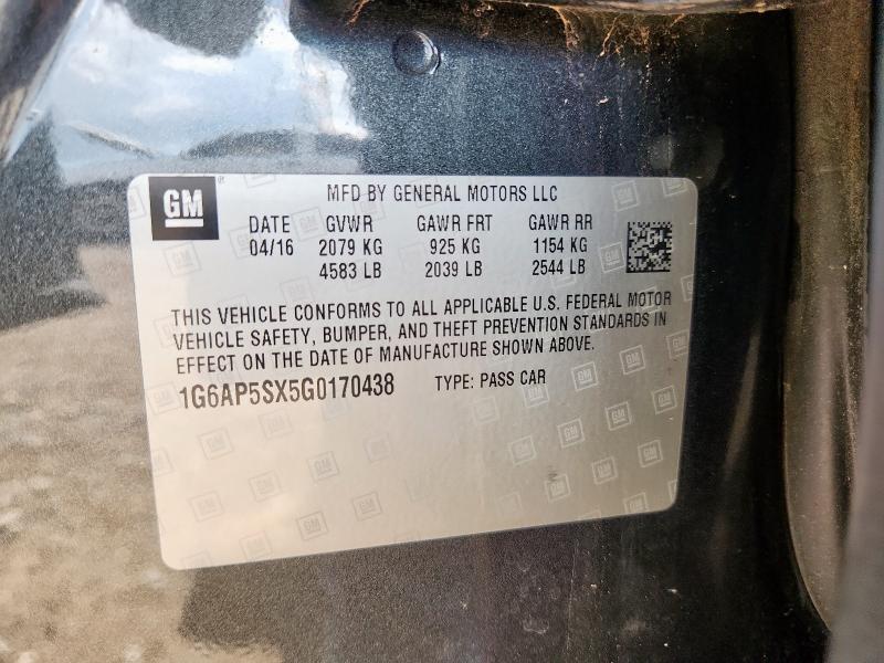 1G6AP5SX5G0170438 - 2016 CADILLAC CTS GRAY photo 12