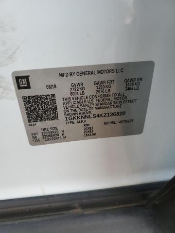 1GKKNNLS4KZ136820 - 2019 GMC ACADIA SLT-2 أبيض صورة 13